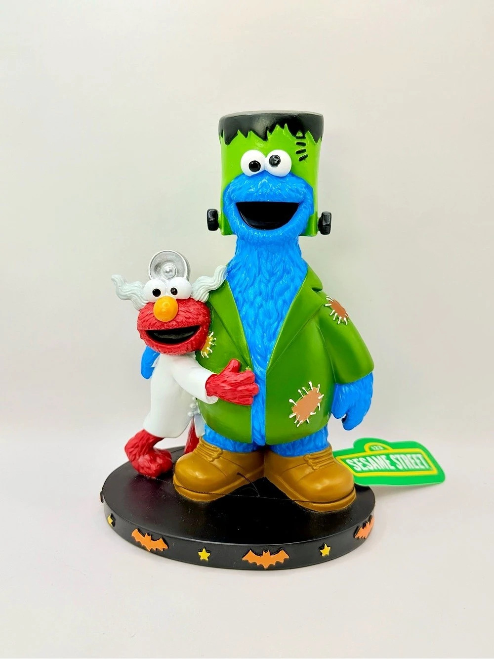 Sesame Street Cookie Monster & Elmo Frankenstein Halloween Figurine 8.5”
